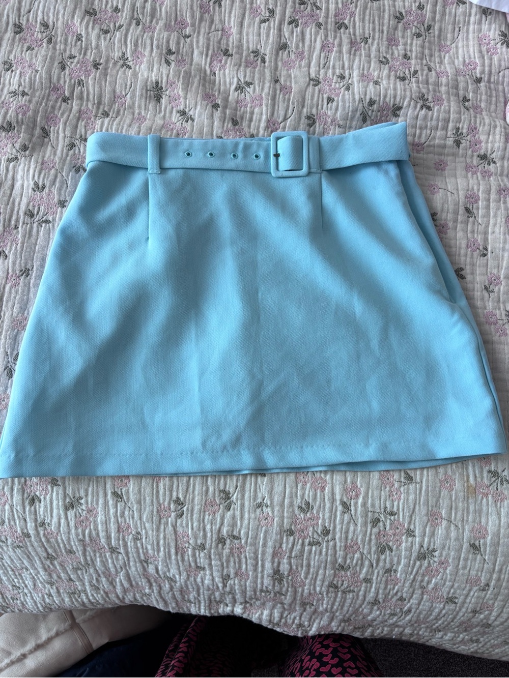 Abercrombie & Fitch Sky Blue Belted Mini Skirt